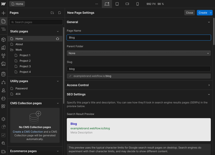 Webflow blog install step
