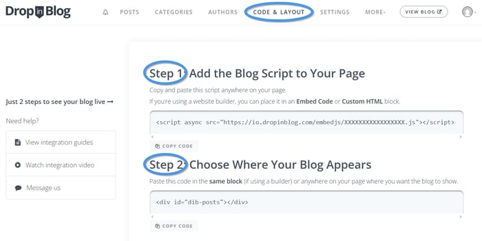Webflow blog install step