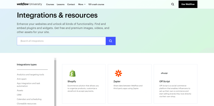 Webflow integrations