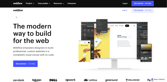 Webflow vs Shopify: Webflow home page