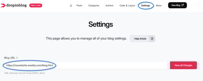 Weebly blog install step