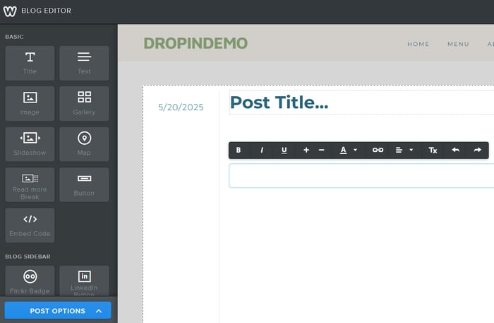 Weebly's blog editor