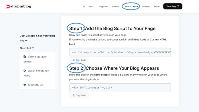 Weebly blog install step