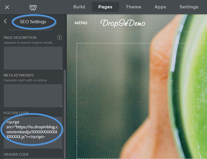 Weebly blog install step