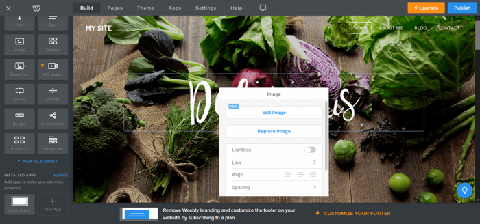 Weebly vs Squarespace: Weebly editor drag and drop