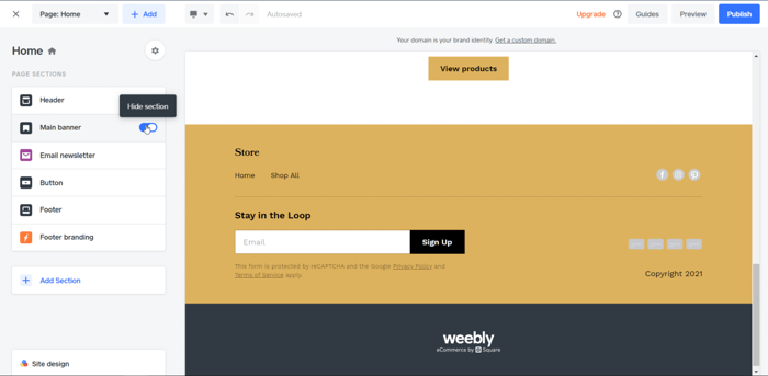 Weebly vs. Squarespace, Weebly editor ecommerce