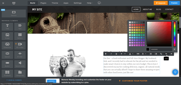 Weebly editor undo button