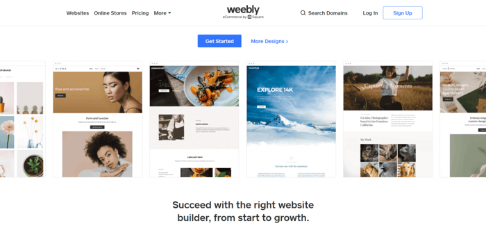 Weebly vs Squarespace: Weebly home page