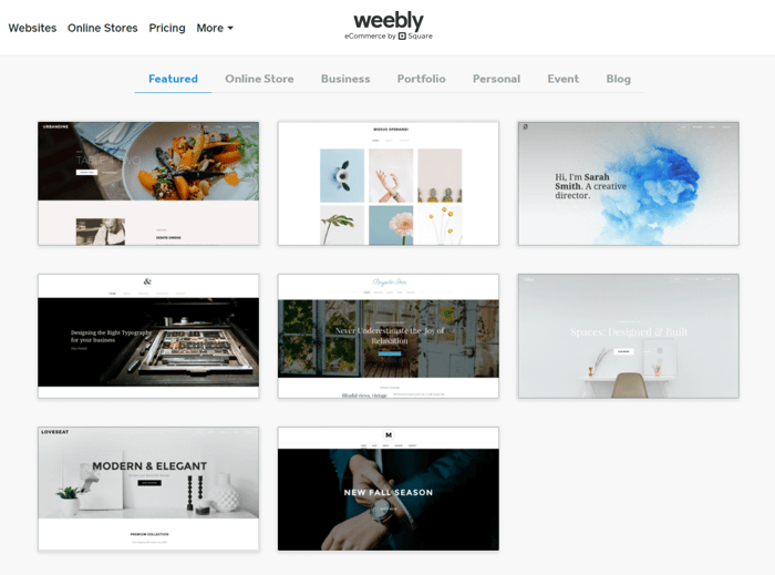 Weebly templates