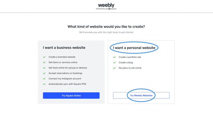Weebly vs Squarespace: Square online builder