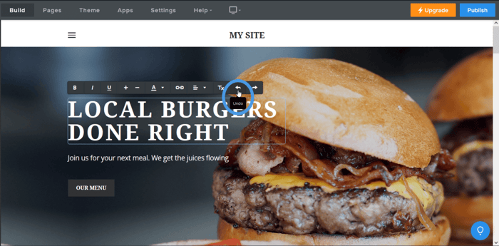 Weebly undo