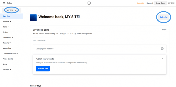 Square dashboard switch sites