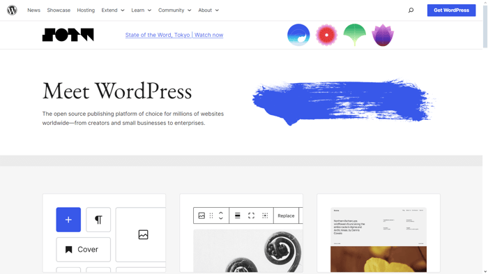 WordPress homepage