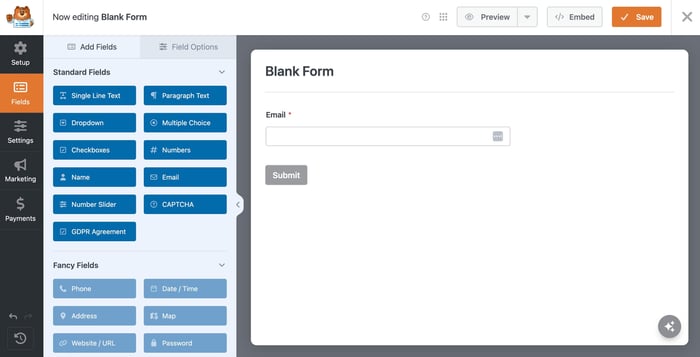 WP Forms WordPress plugin