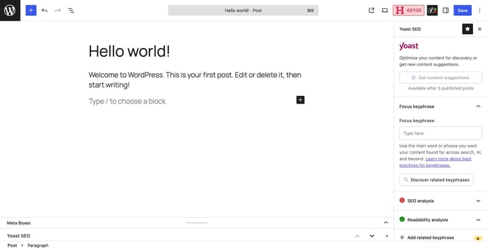 Yoast SEO plugin for WordPress