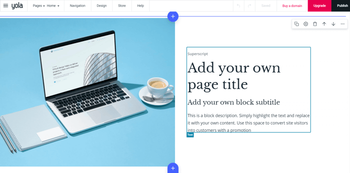 Yola vs Wix: Yola editor