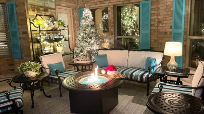 Fire Pit Table, Riviera Outdoor Decor, Corpus Christi, Texas, Christmas