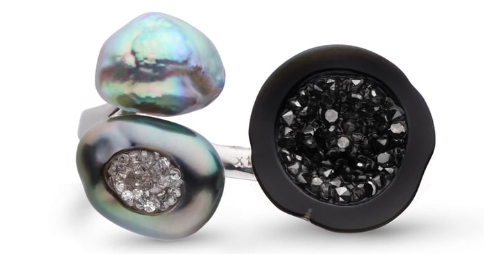little h pearl geode earrings