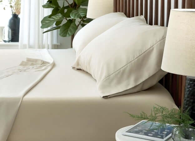 Cream Colored Guest Bedroom Sheets by SHEEX