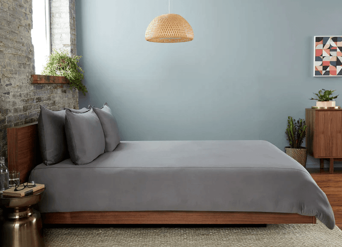 Gray SHEEX Cooling Bedding for a Queen Bed