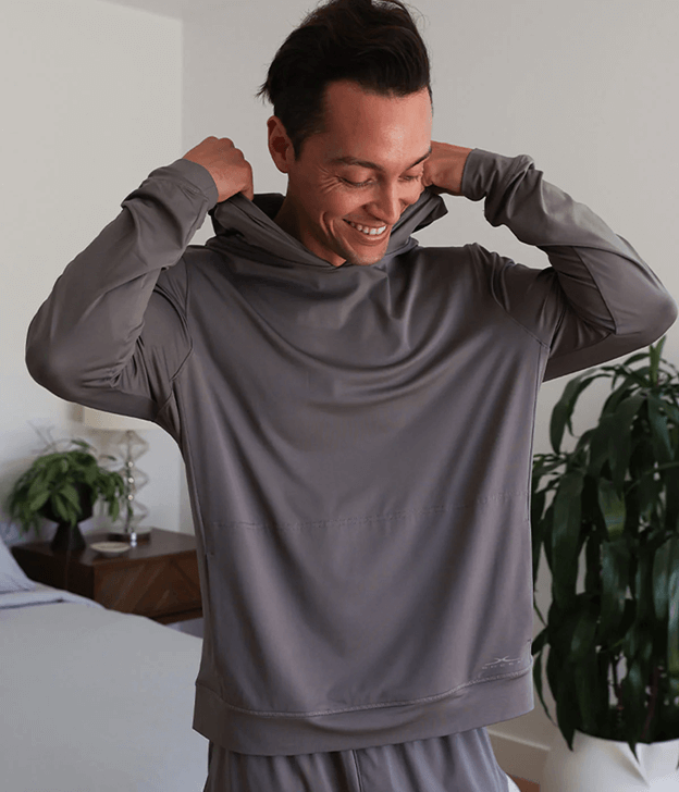 Man Wearing Sheex Breathable Pajamas