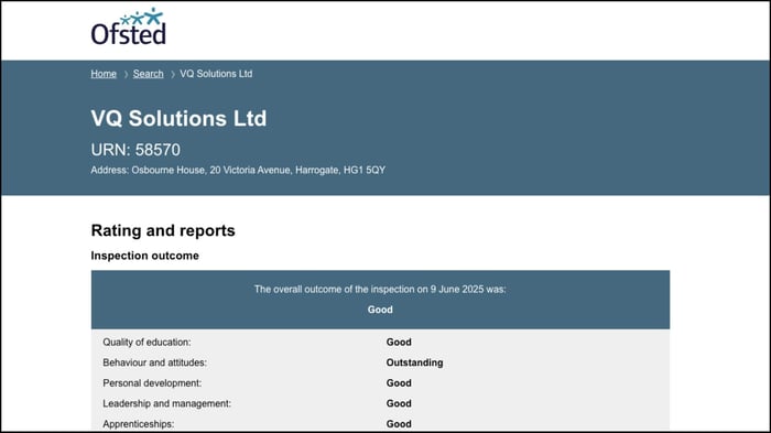 VQ Solutions Celebrates Ofsted 'Good' Rating: Leading Apprenticeship Excellence