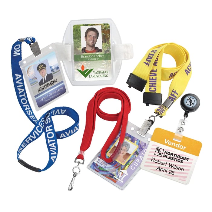 ID card holders and lanyards