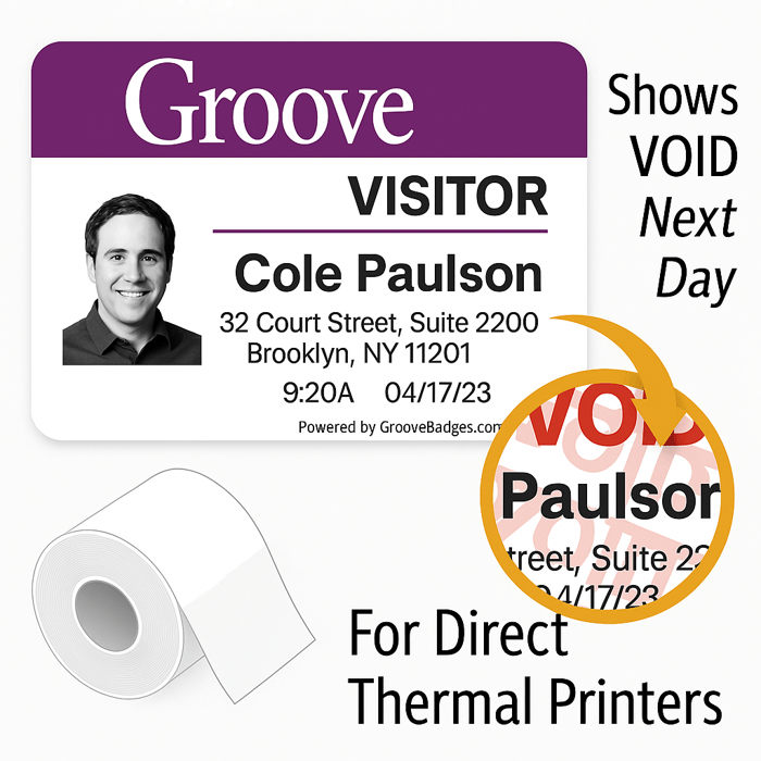 printable visitor Badges Contactor Badges Self Expiring on rolls