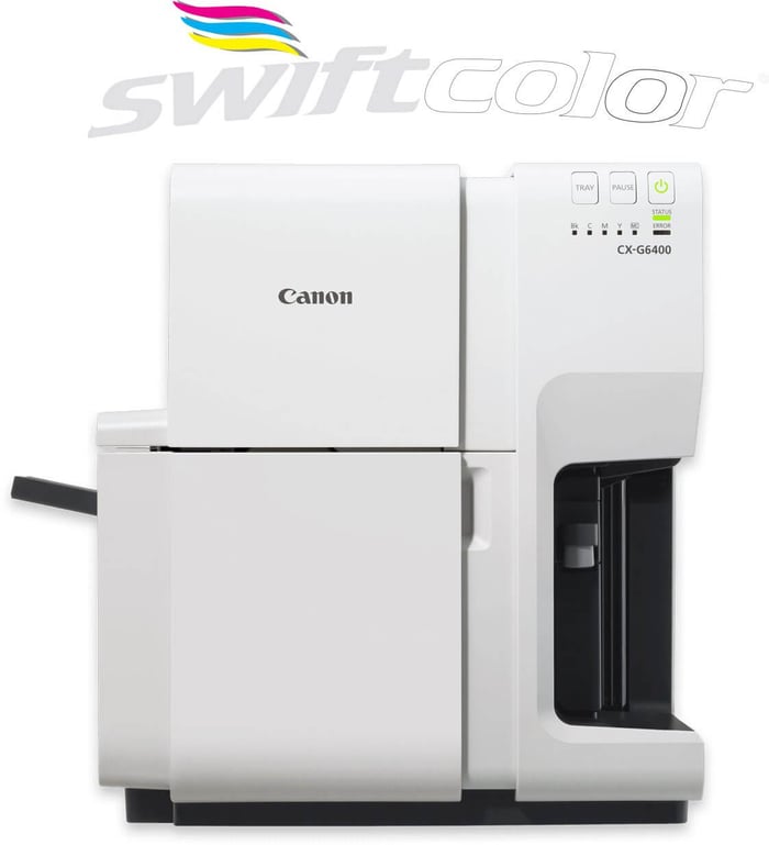 Swiftcolor CX-G6400 high-speed oversized ID card printer for event badges and credentials.