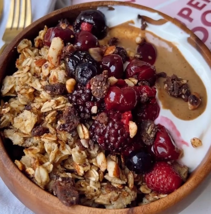 Scrambled Chocolate Cherry Oat Pancake