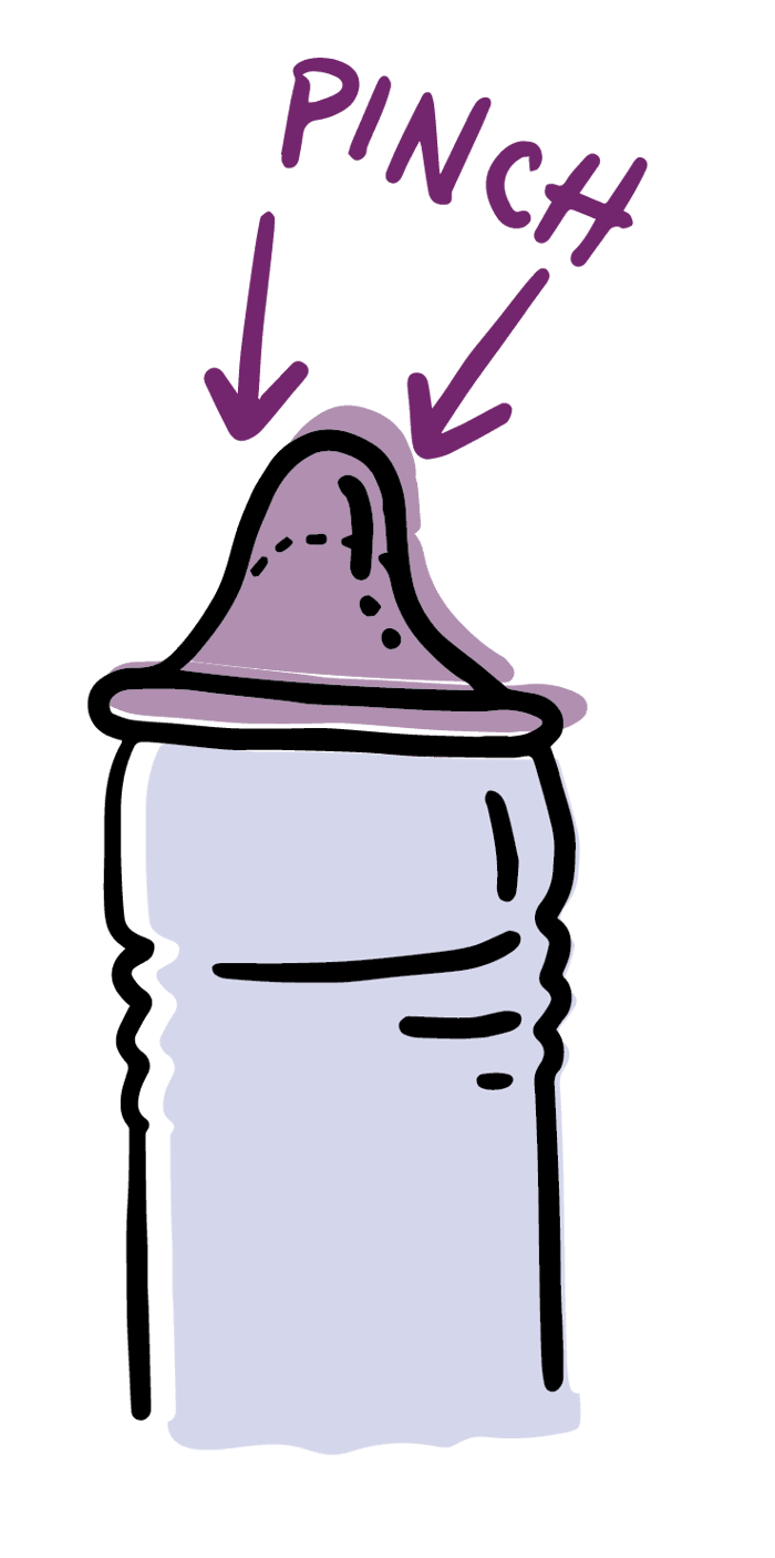 Pinch the condom at the top