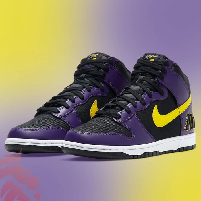 A Closer Look: Nike Dunk High PRM EMB “Lakers Cap”