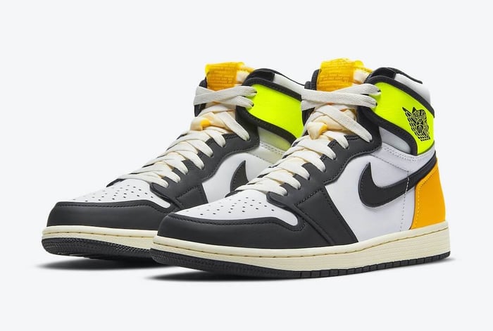Jordan 1 Retro High White Black Volt University Gold
