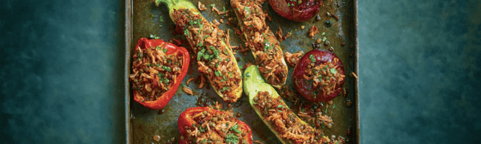Lentil and rice stuffed vegetables