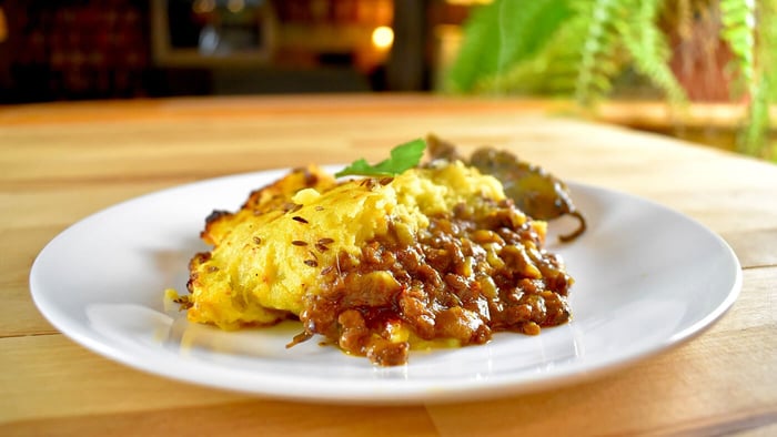 curried venison hunters pie