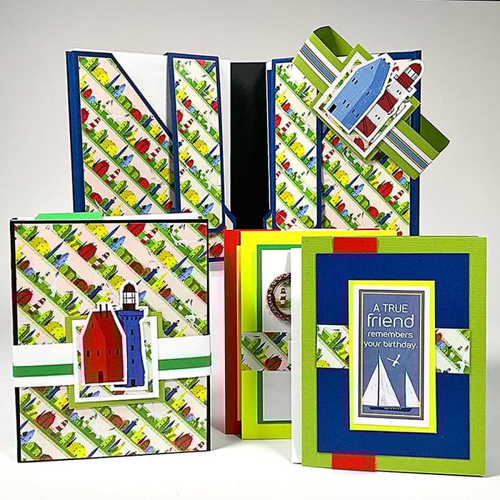 Create two Notecard Carriers with the Harbor Town Card Kit.