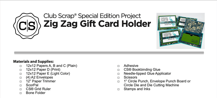 Zig Zag Gift Card Holder Instructions