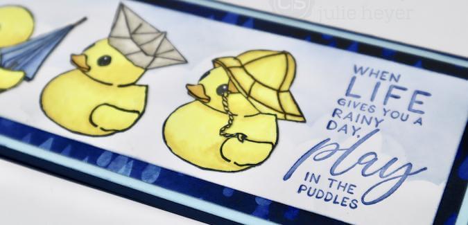 Ducky Trio - A Rainy Day Slimline Card