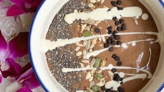 Say good morning to a healthy breakfast - coffee smoothie bowl