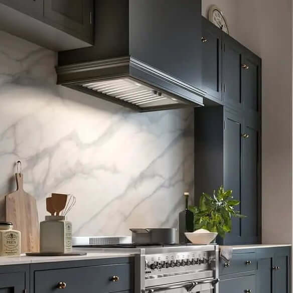 Falmec range hood insert in a luxury kitchen