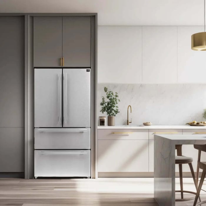 Forno Moena - 36 in. 19 cu.ft French Door Counter Depth Refrigerator in Stainless Steel (FFRBI1820-36SB) - white background
