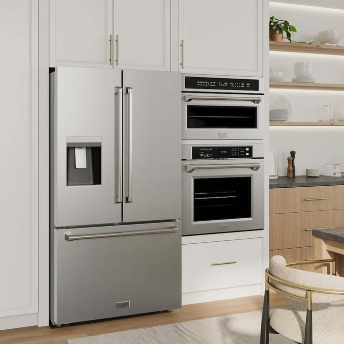 ZLINE standard-depth refrigerator in a luxury kitchen
