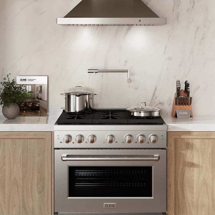 ZLINE gas range in a luxury kitchen