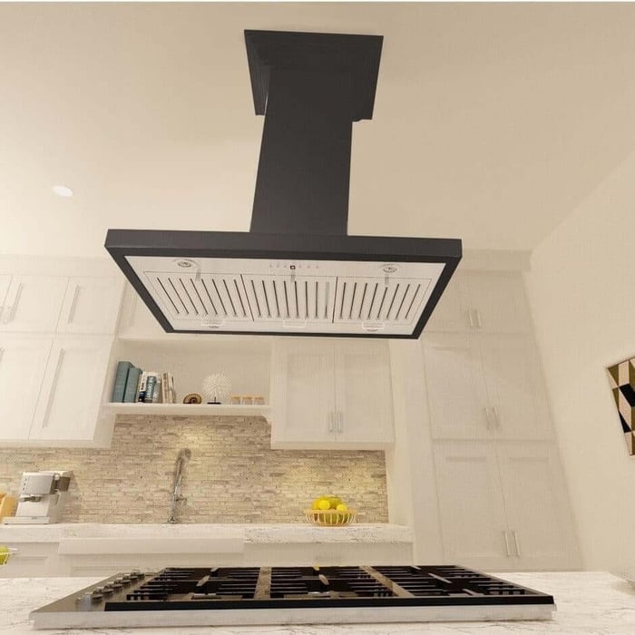ZLINE Wooden Island Mount Range Hood in Black (KBiCC)
