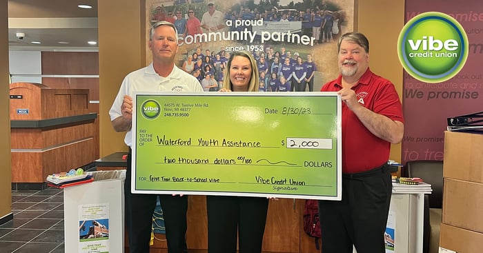 Vibe Credit Union held a school supply drive across the tri-county area and donated $25,000 to Youth Assistance programs