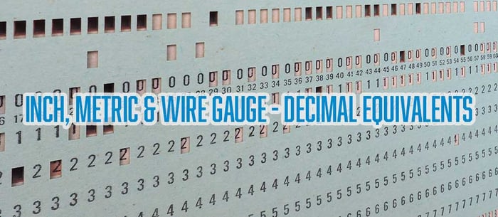 Inch, Metric & Wire Gauge Drill Sizes & Decimal Equivalents