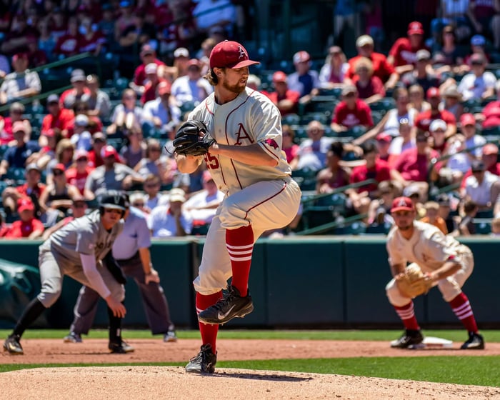 baseball pitcher in windup showing mechanics that contribute to tommy john injuries