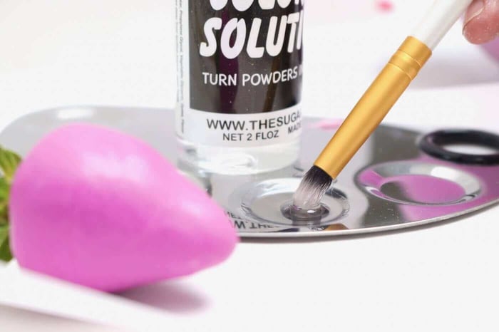 mixing Color Solution to paint strawberry