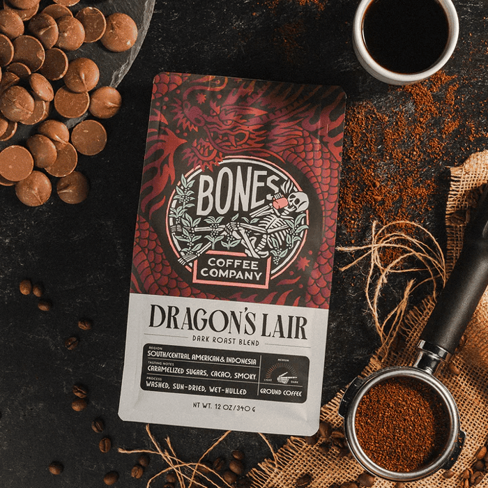 Bones Coffee Company’s Dragon’s Lair Dark Roast Coffee Beans