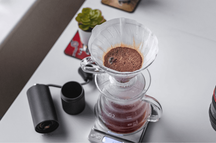 pour-over coffee setup on table